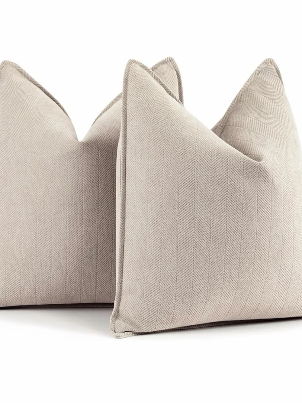 Beige Pillow Covers 18x18 Inch Set of 2 Chenille Throw Pillow Covers